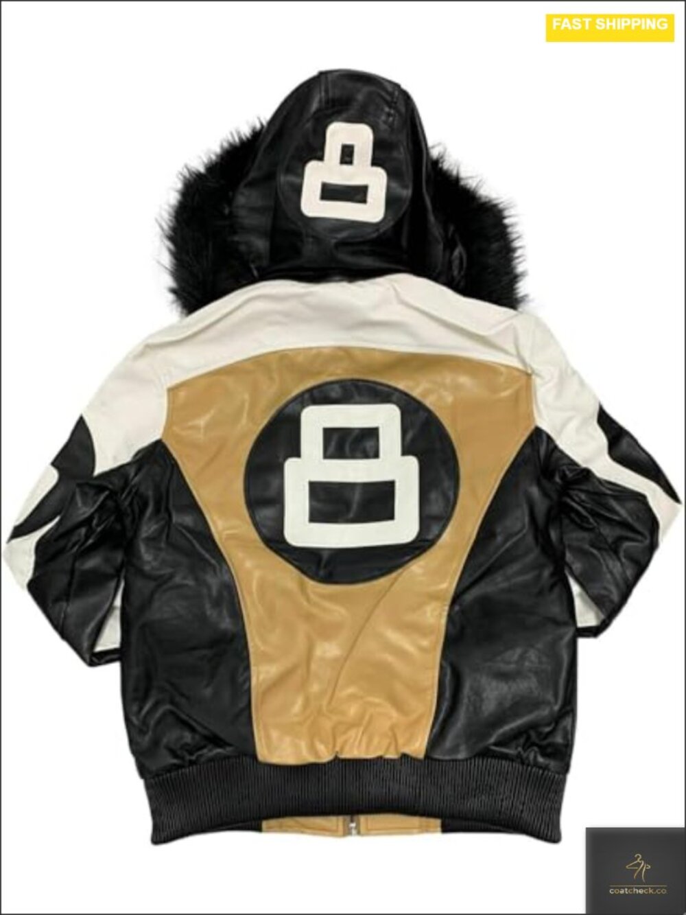 Mens 8 Ball Leather Logo Bomber Jacket Letterman Retro 90s Varsity